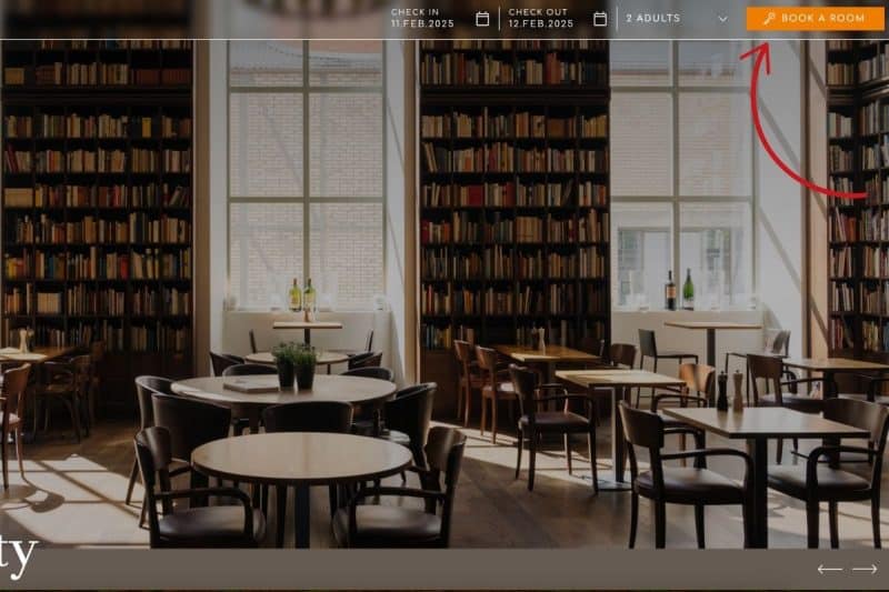 Home page of B2 Hotel website