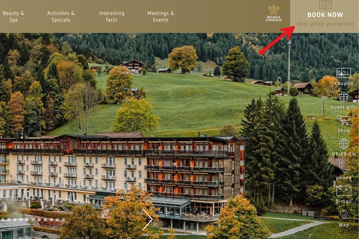 Screenshot of home page of Lenkerhof Gourmet Spa Resort website