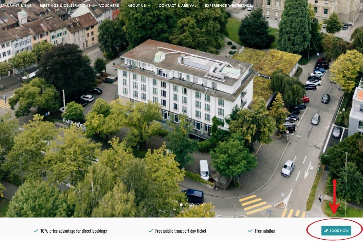 Park Hotel Winterthur website home page