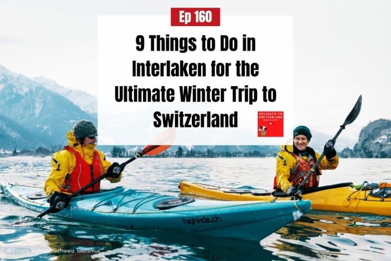 Two people in kayaks on Lake Brienz