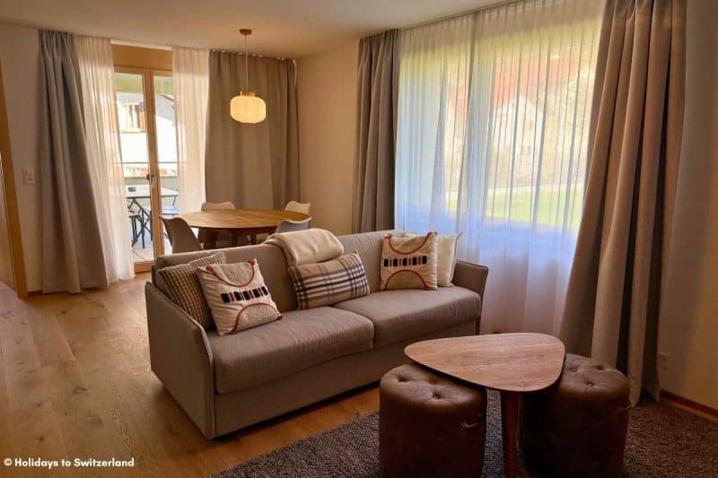 Living room in Residenza Grava apartment in Savognin